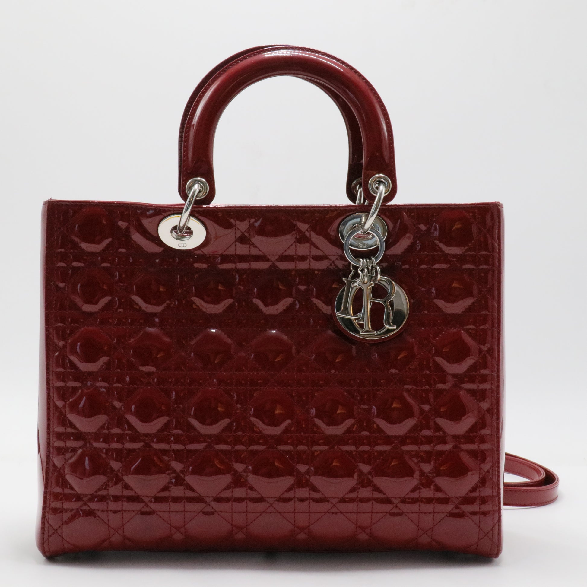 Lady Dior Bag Cannage Quilt Patent Large