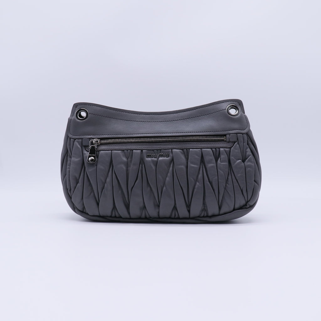 Navy Blue Metalasse Leather Chain Shoulder Bag B21348