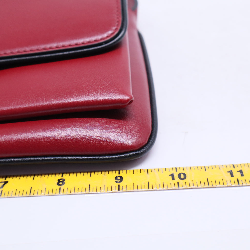Vitello Palmellato Lux Bi-Color Small Arli Flap Shoulder Bag New Cherry Red Black