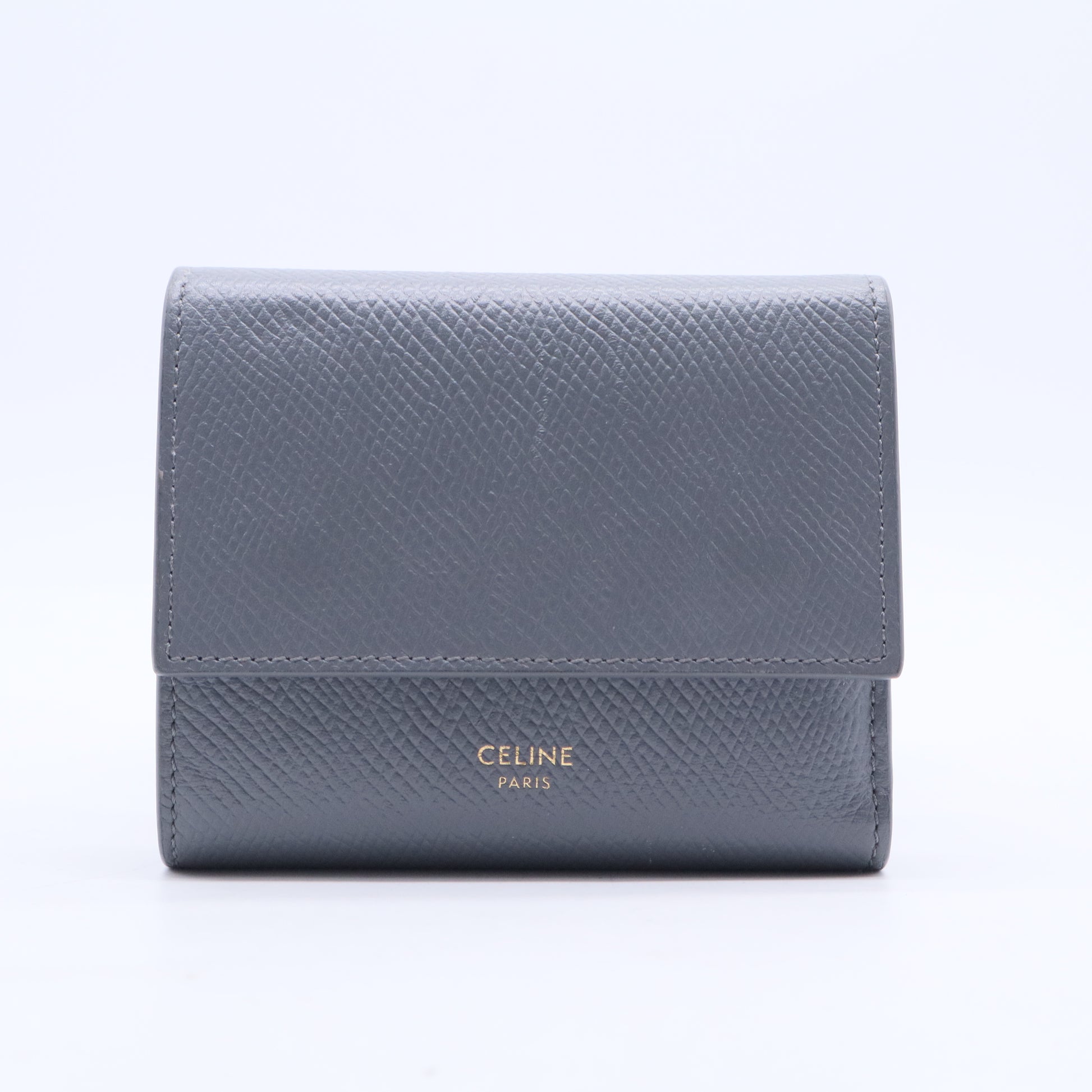  Grey Grained Leather Small Trifold Wallet W20205