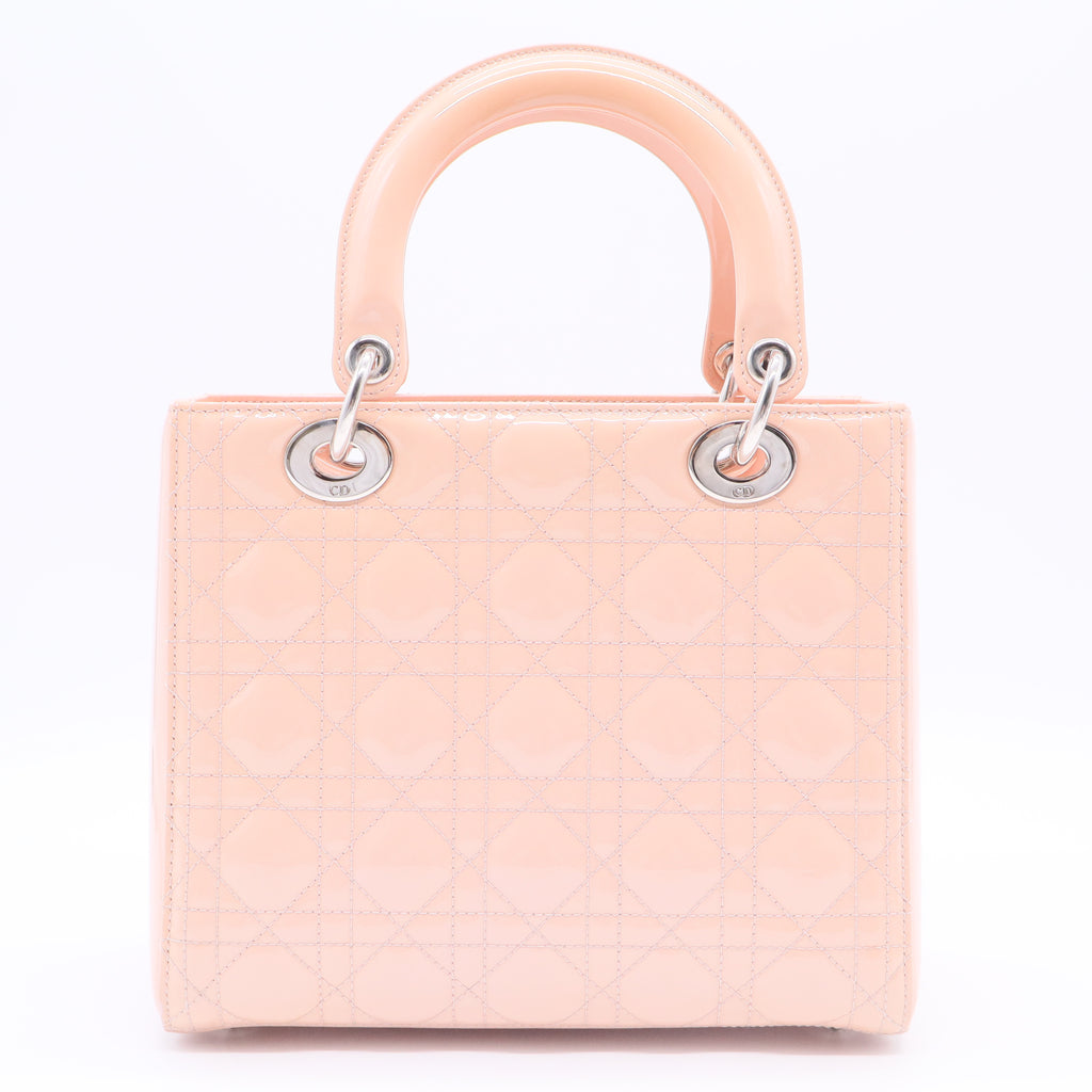 Patent Cannage Medium Lady Dior Rose Clair
