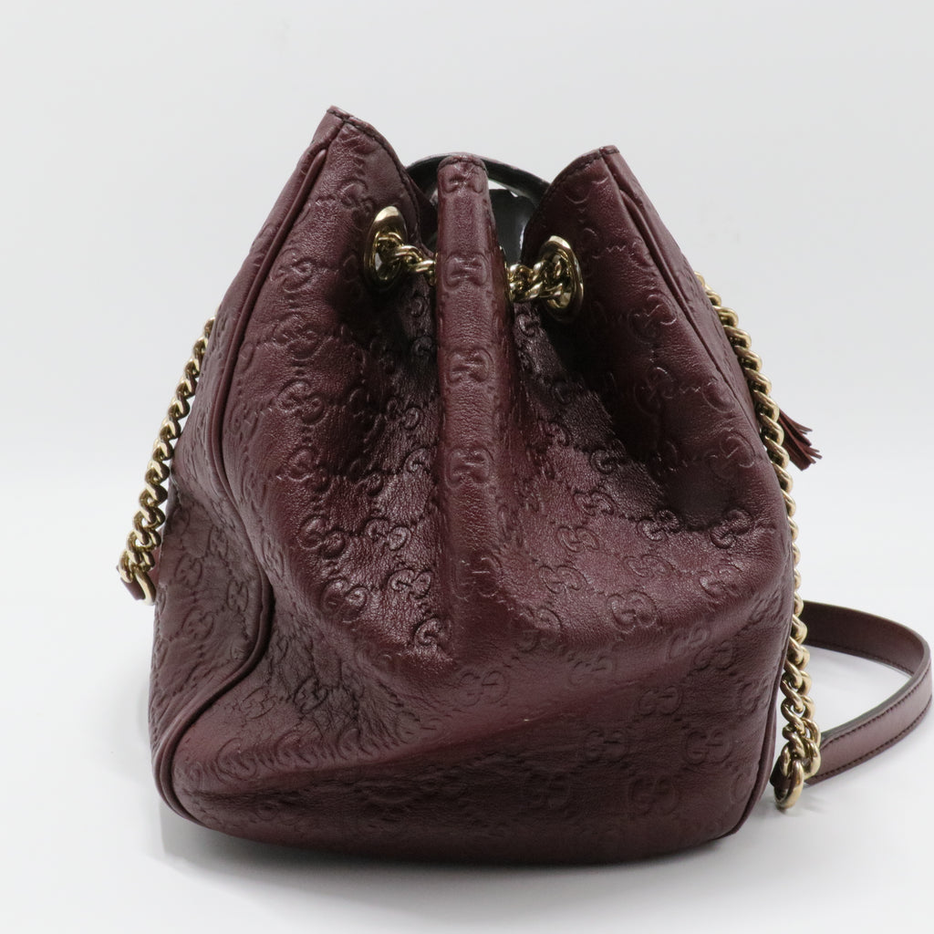 Emily Flap Shoulder Bag Guccissima Leather Large