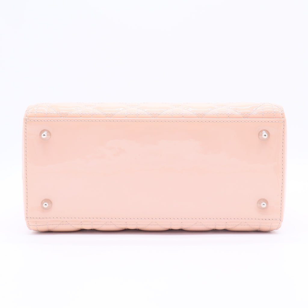 Patent Cannage Medium Lady Dior Rose Clair