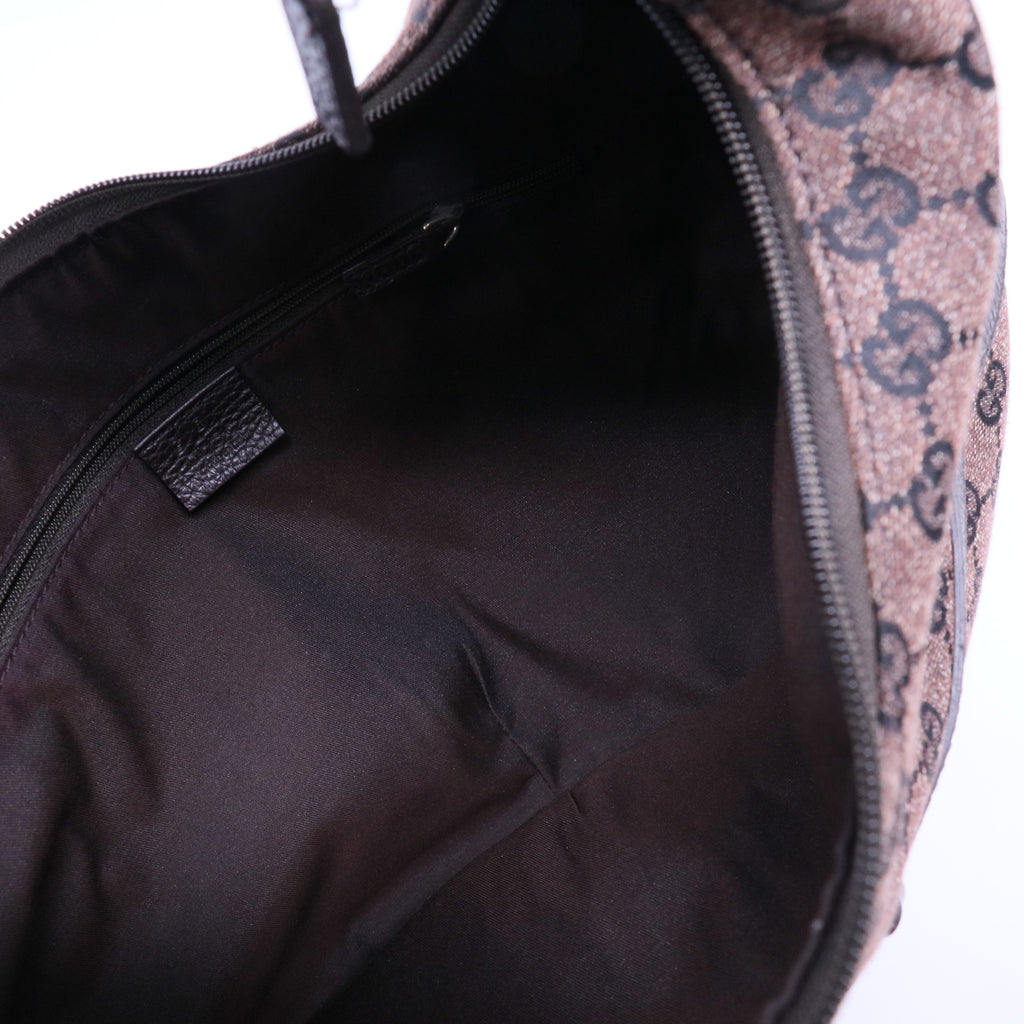 Brown GG Reins Canvas Hobo Bag Dark brown