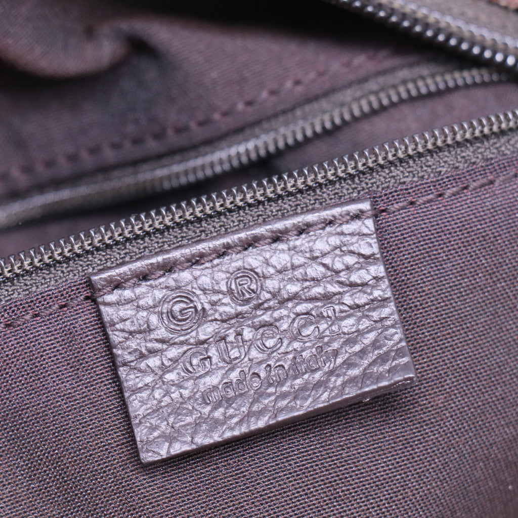 Brown GG Reins Canvas Hobo Bag Dark brown