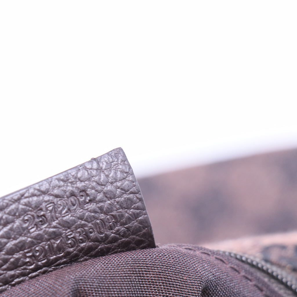 Brown GG Reins Canvas Hobo Bag Dark brown