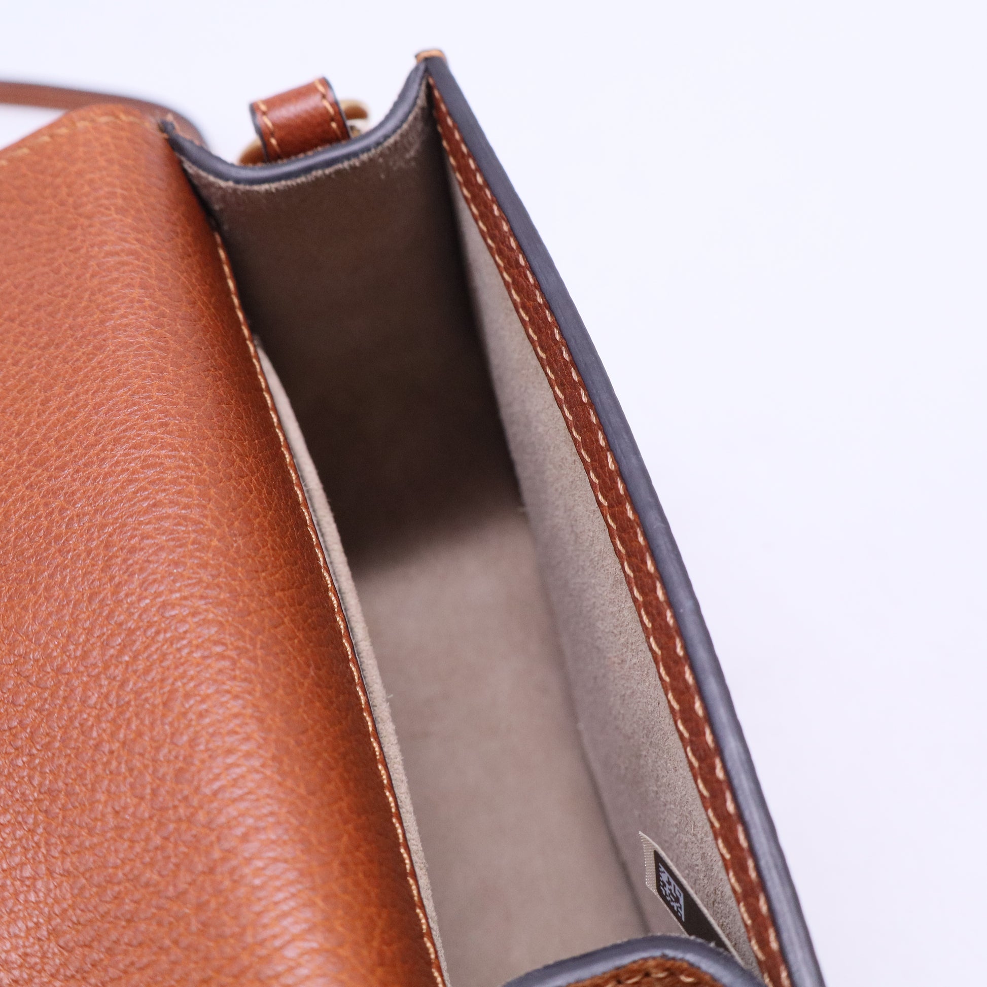 Grained Calfskin Studded Small Marcie Saddle Tan