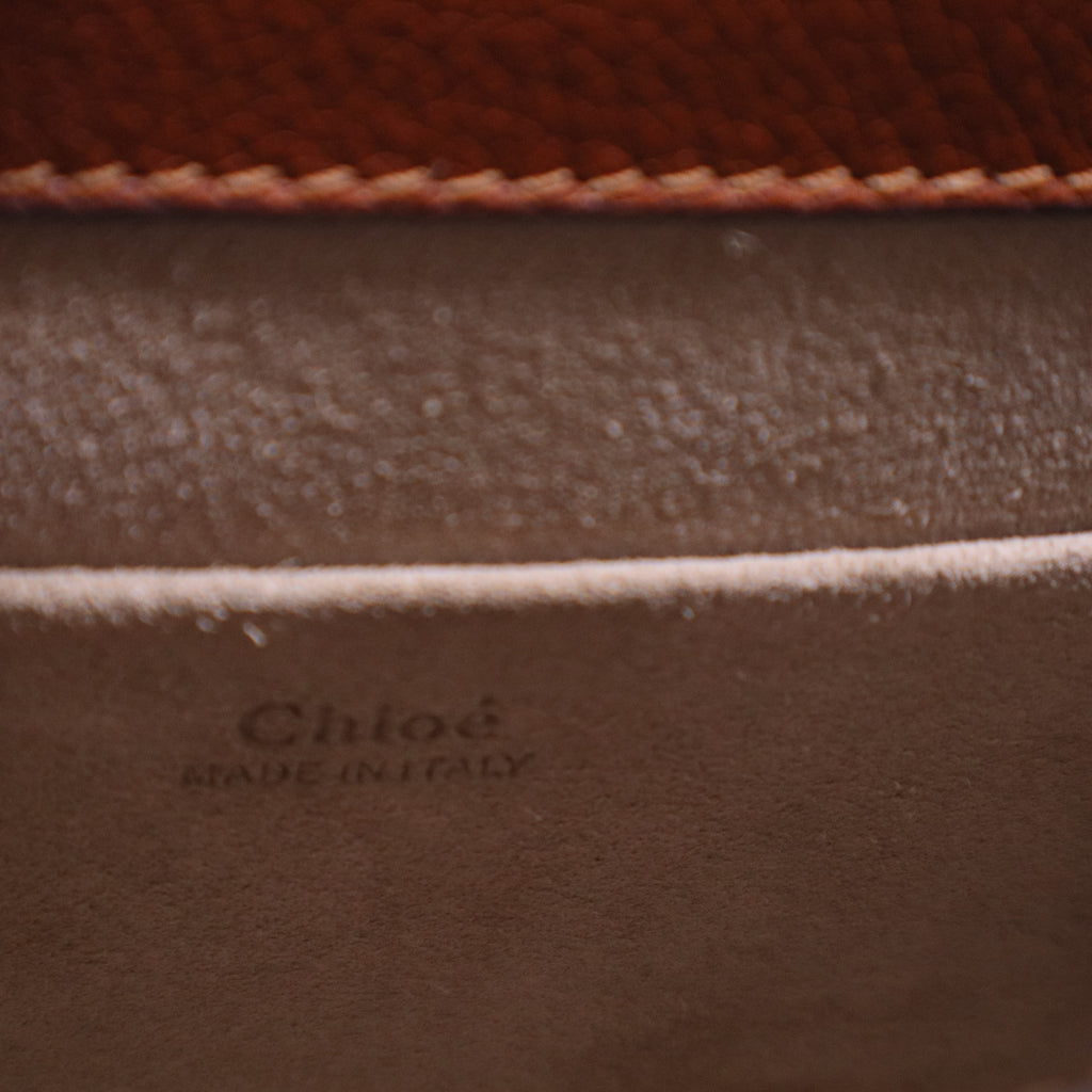Grained Calfskin Studded Small Marcie Saddle Tan