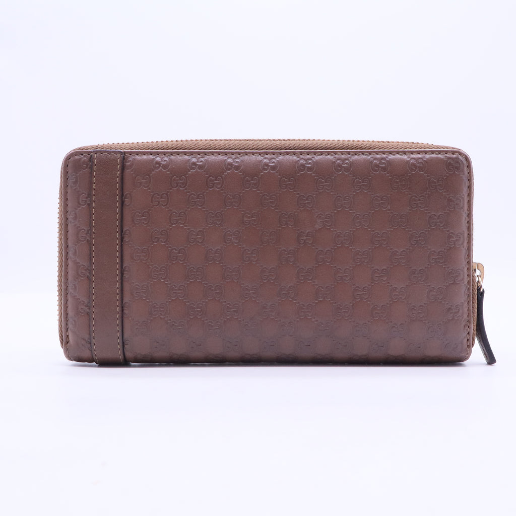 Beige Micro Guccissima Patent Leather Zip Around Wallet W20191