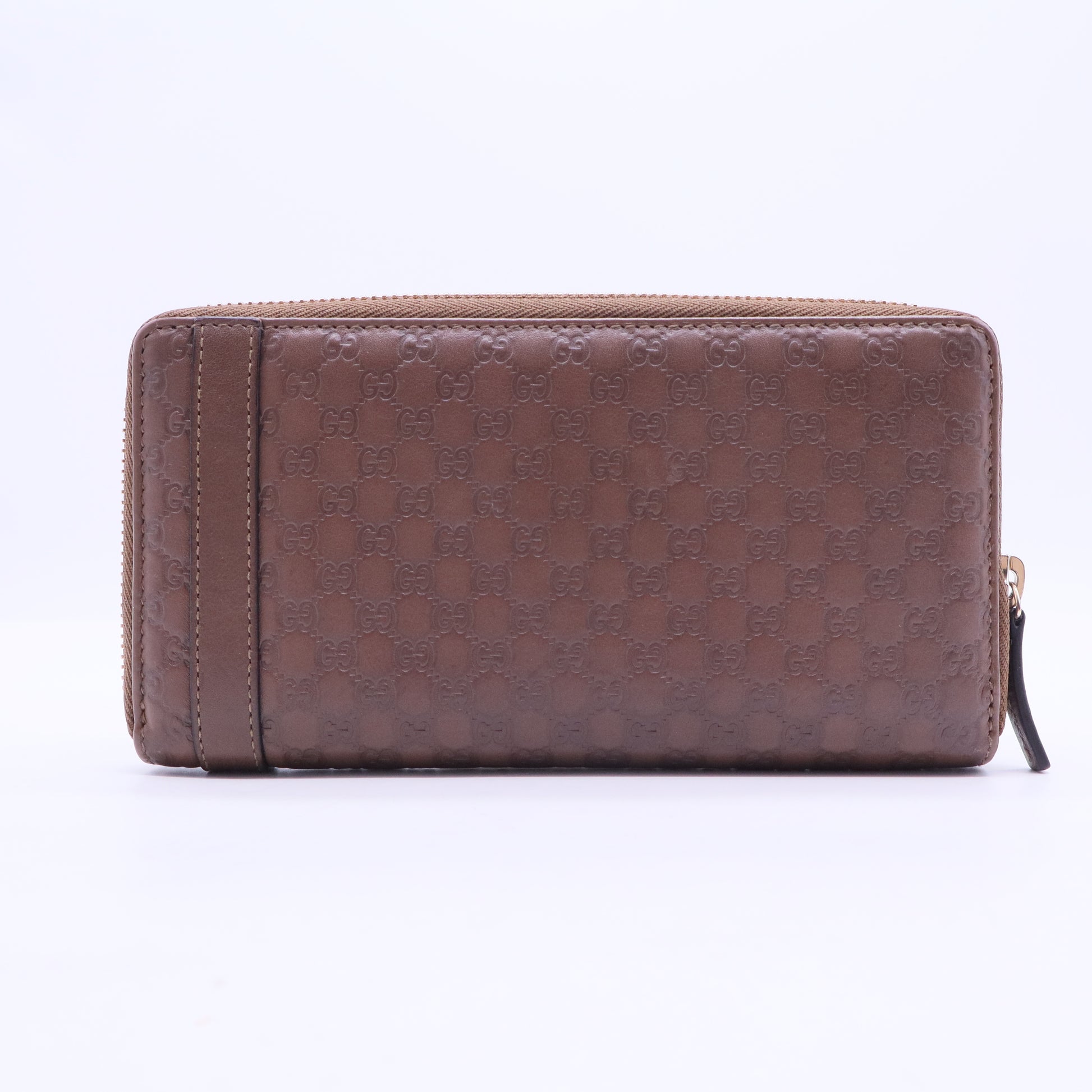 Beige Micro Guccissima Patent Leather Zip Around Wallet W20191