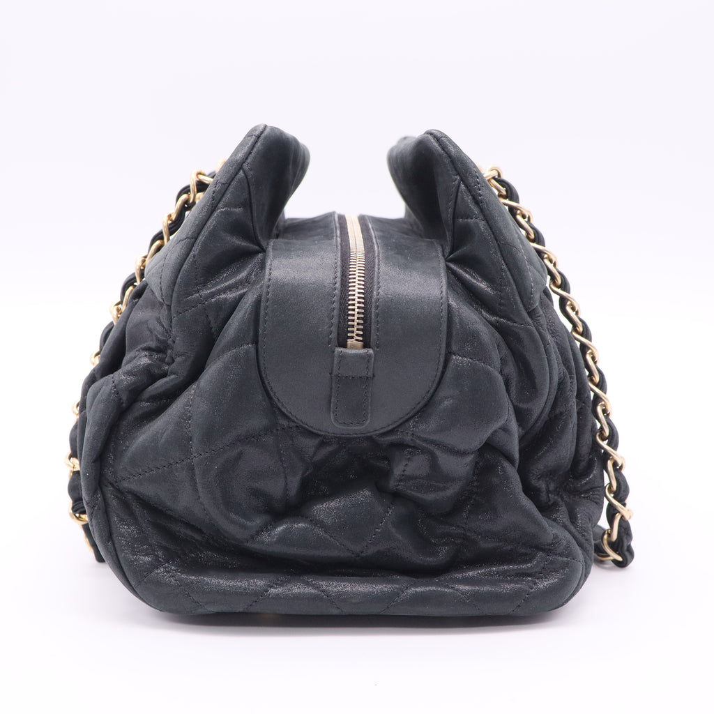 Chic Quilt Bowling Bag Quilted Iridescent Calfskin Medium Twins