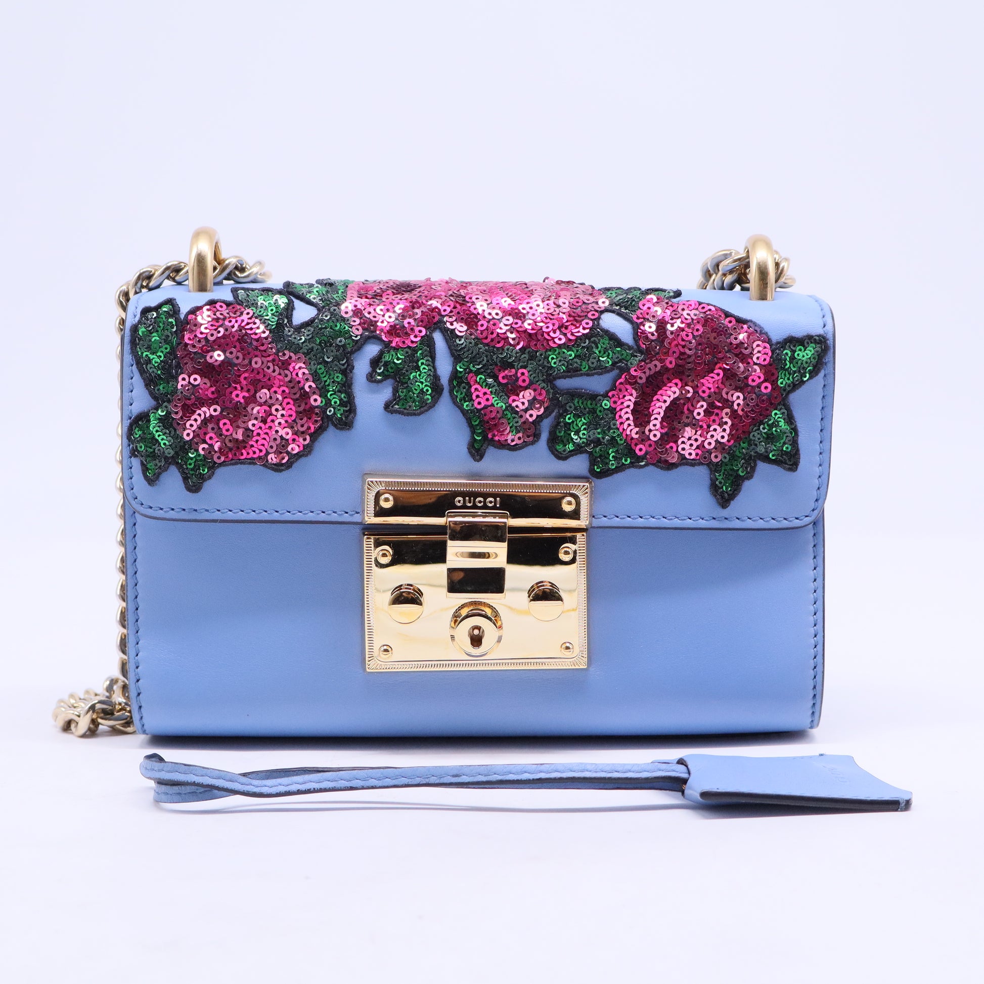 Padlock handbag featuring light blue B20556
