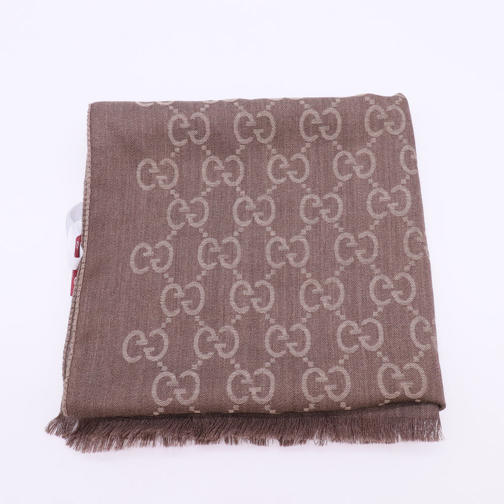 Gucci GG Logo Wool Silk Scarf W23006