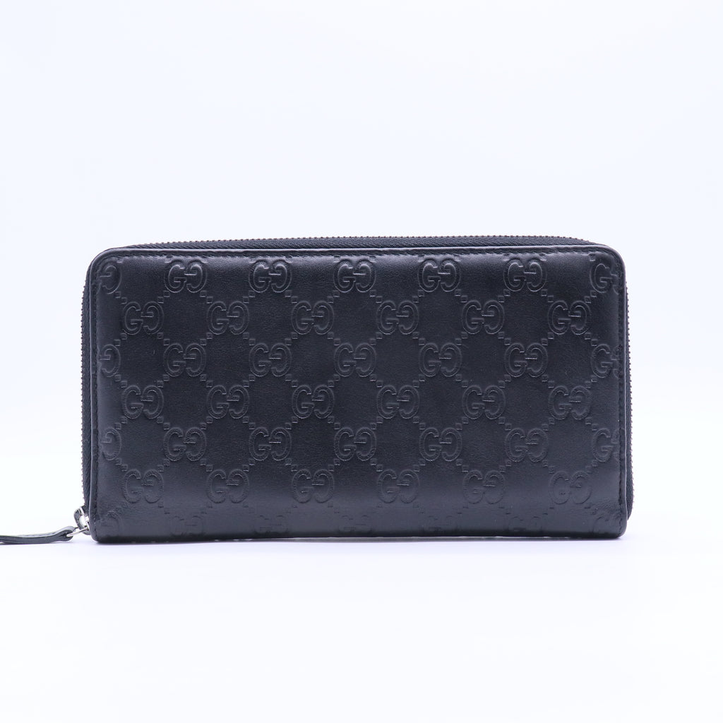 Black Guccissima Leather Zip Around Wallet