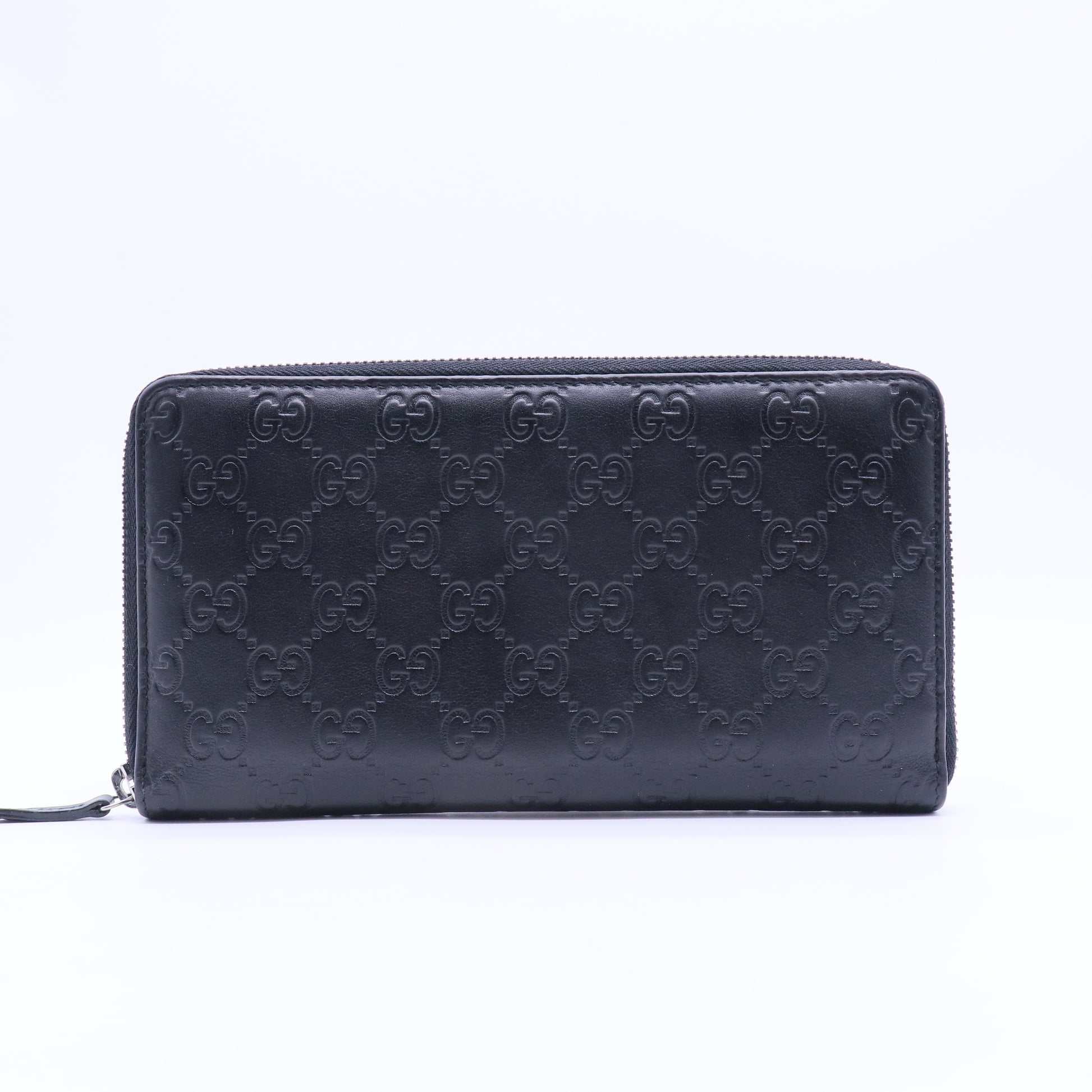 Black Guccissima Leather Zip Around Wallet