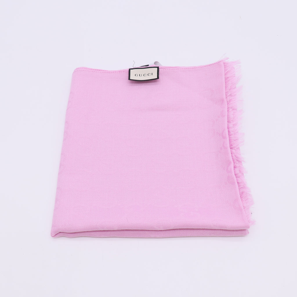 Pink Wool and Silk Blend GG Shawl Scarf W23007