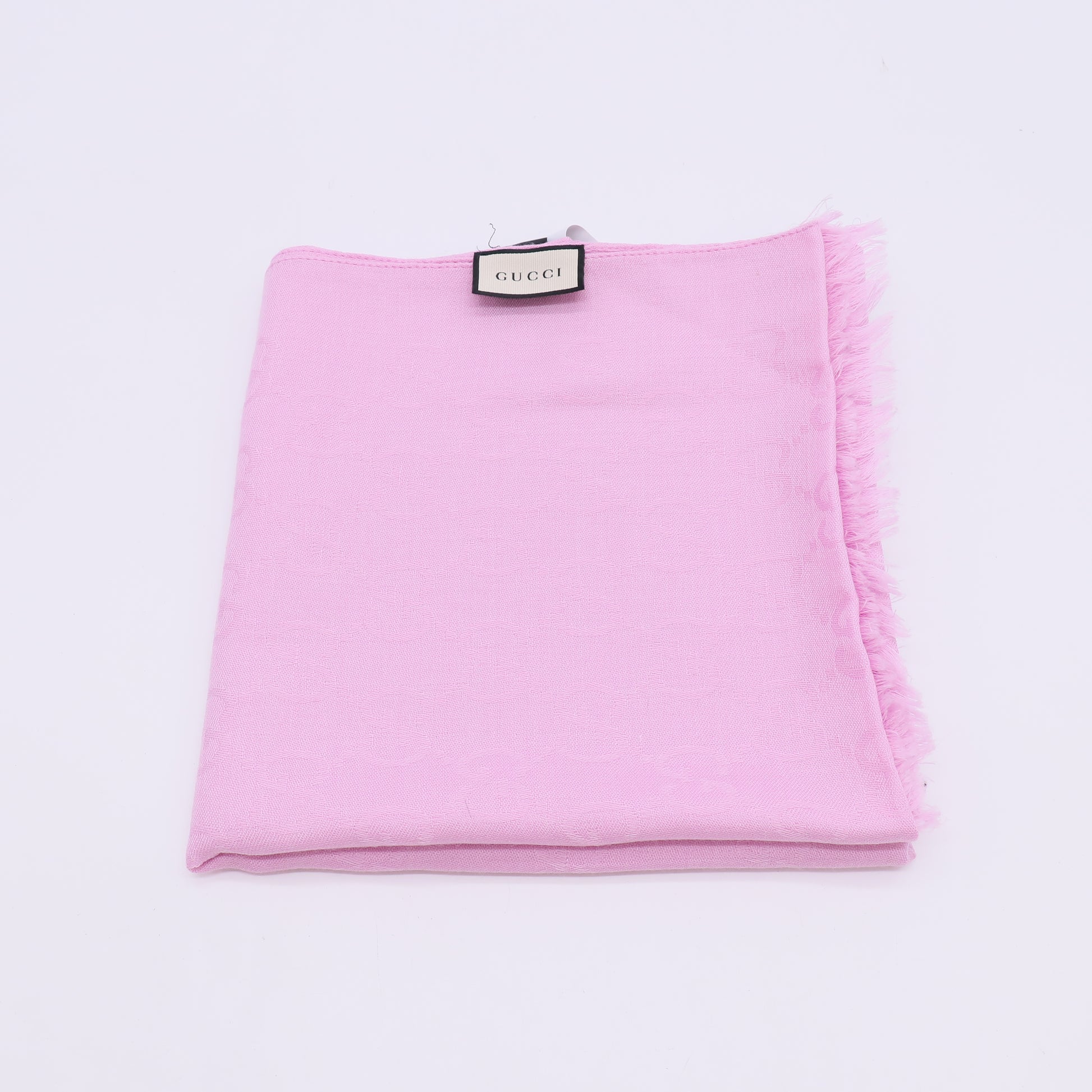 Pink Wool and Silk Blend GG Shawl Scarf W23007
