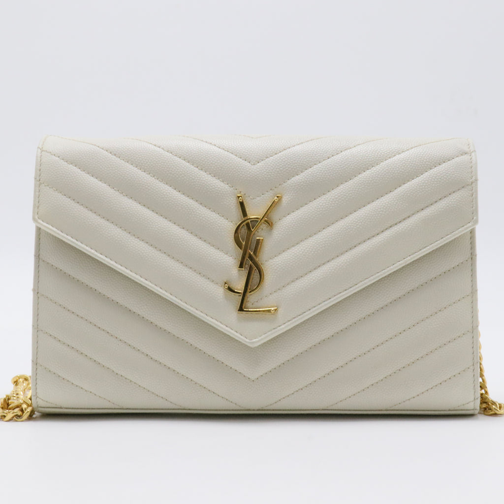 Classic Monogram Wallet on Chain Matelasse Chevron Leather Medium