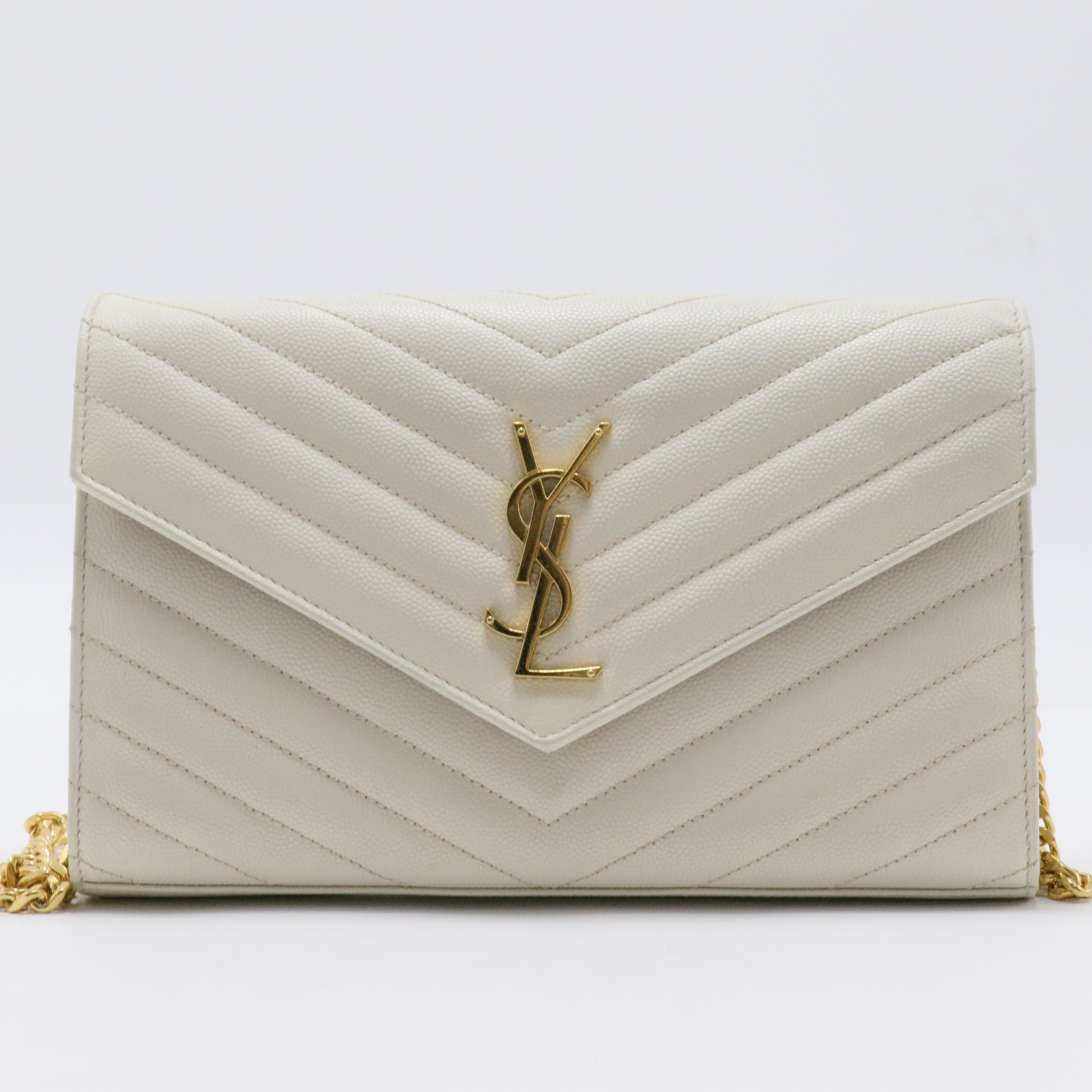 Classic Monogram Wallet on Chain Matelasse Chevron Leather Medium