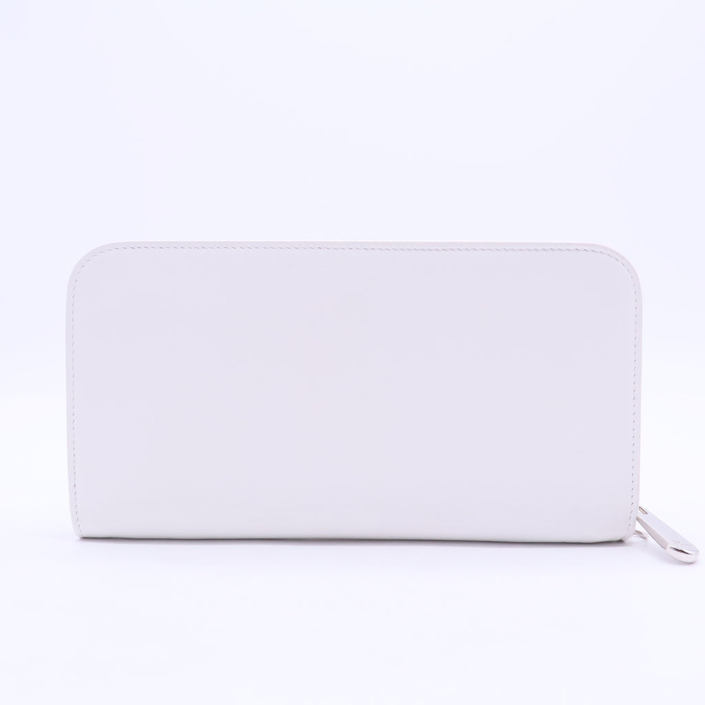 Long Wallet Round Zip Leather White Red Womens W20192