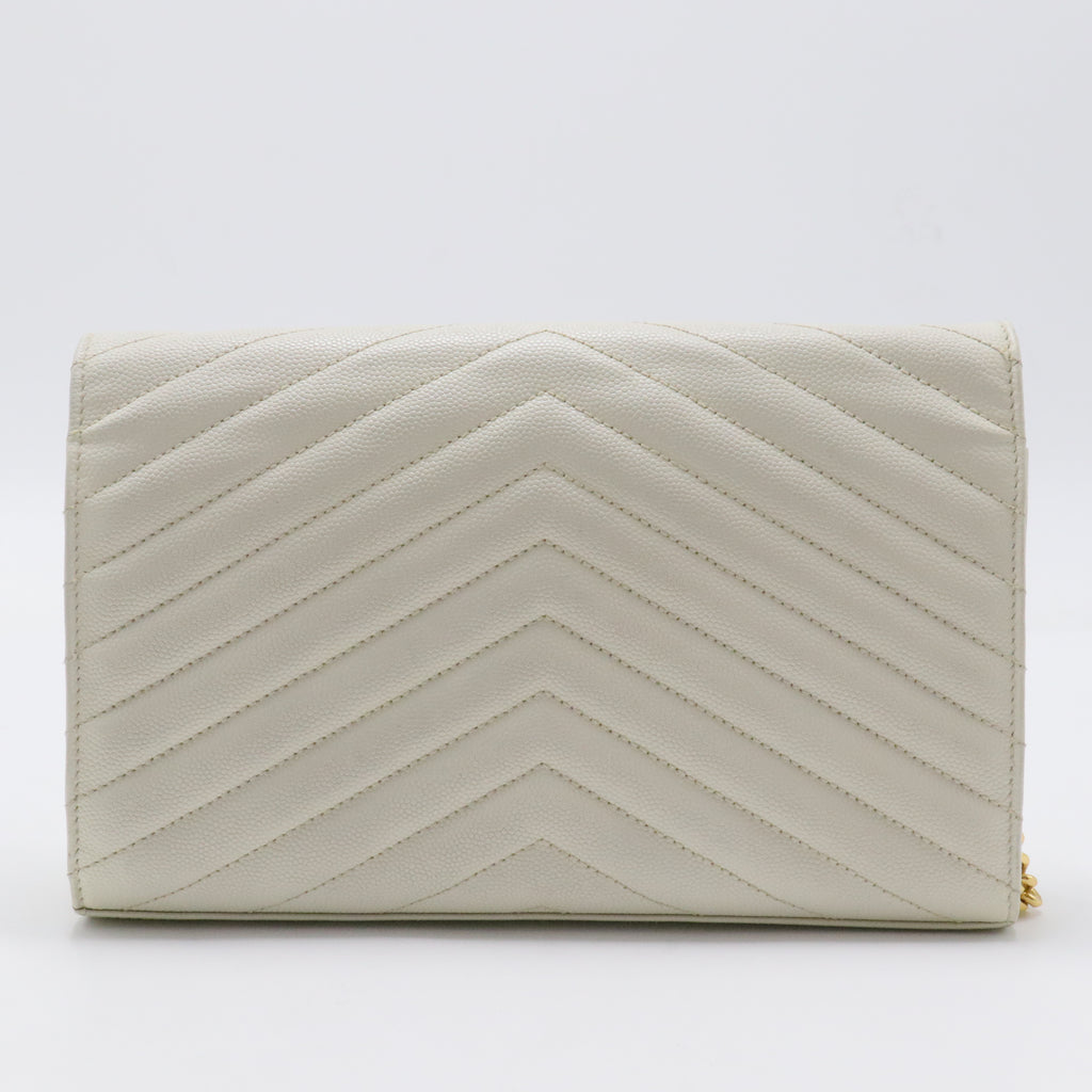 Classic Monogram Wallet on Chain Matelasse Chevron Leather Medium