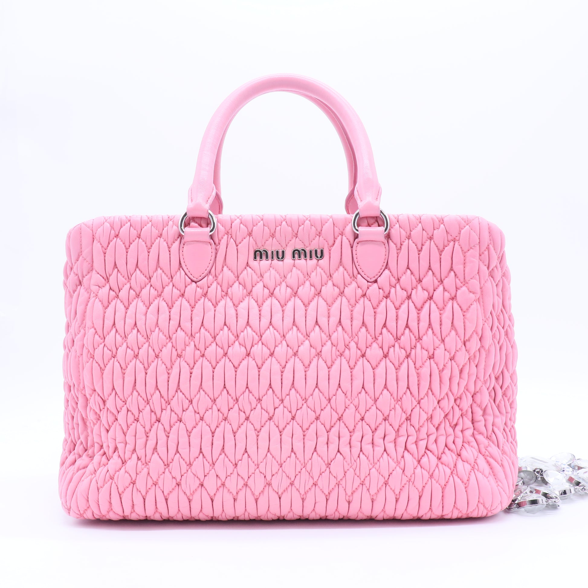 Nappa Matelasse Swarovski Crystal Tote Rosa