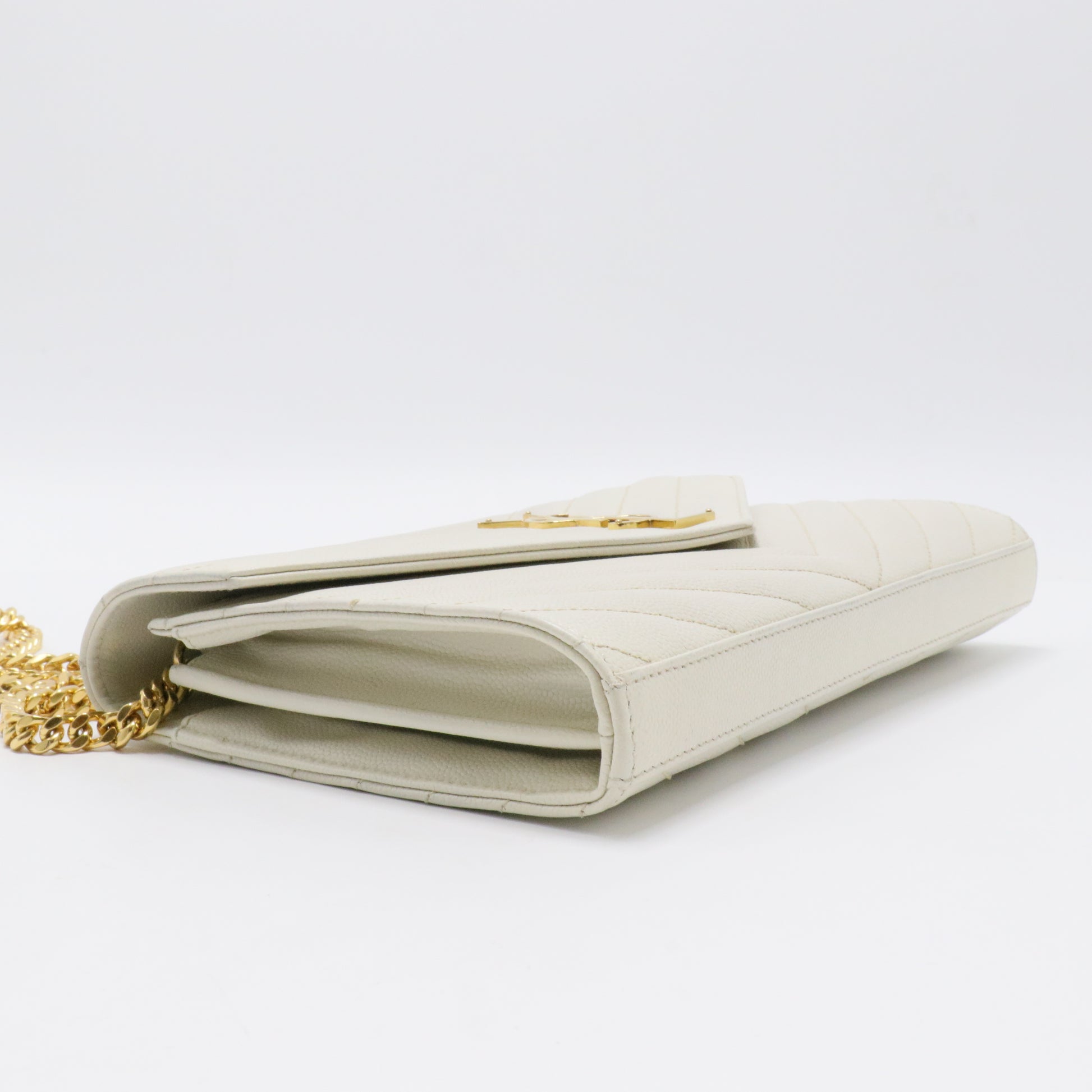 Classic Monogram Wallet on Chain Matelasse Chevron Leather Medium