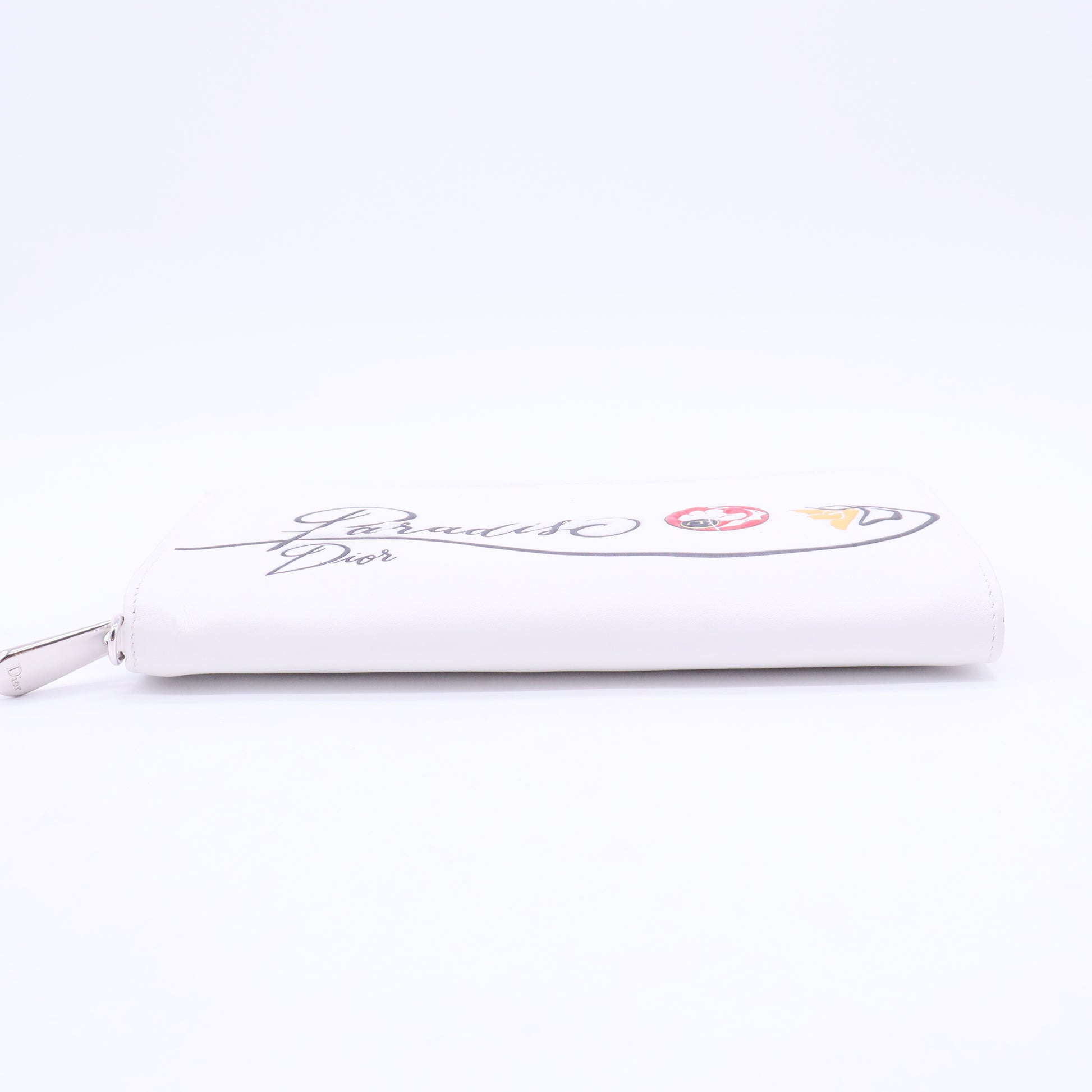 Long Wallet Round Zip Leather White Red Womens W20192
