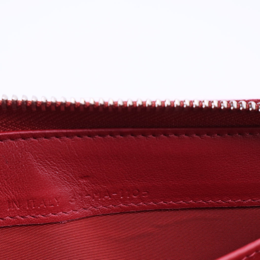 Long Wallet Round Zip Leather White Red Womens W20192