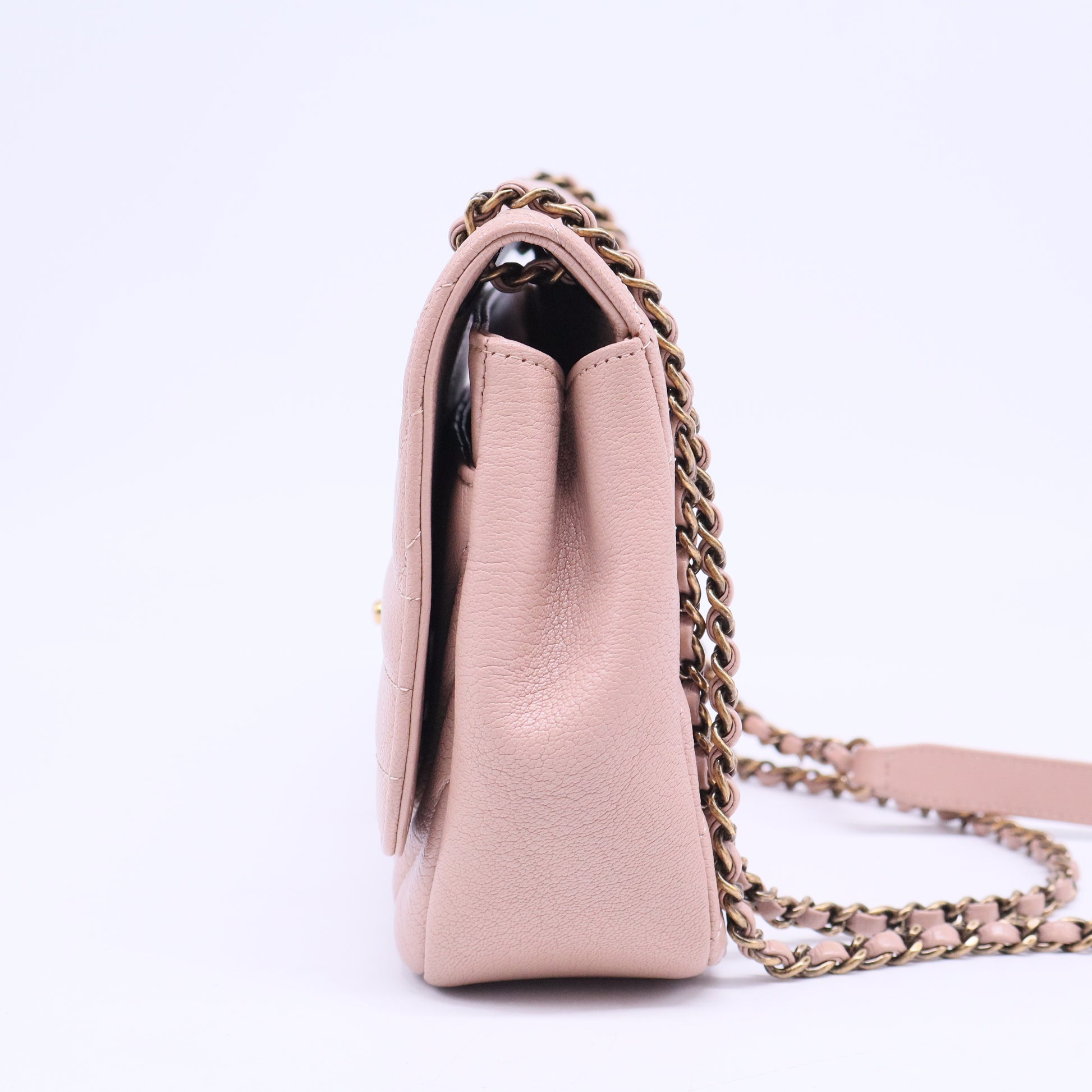 Diagonal Quilted Leather Medium Flap Bag B20680