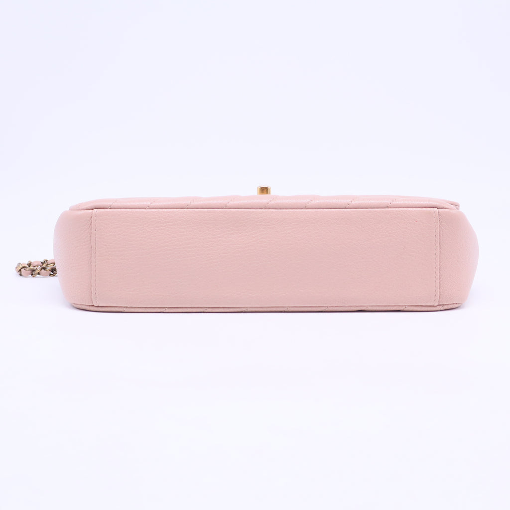 Diagonal Quilted Leather Medium Flap Bag B20680