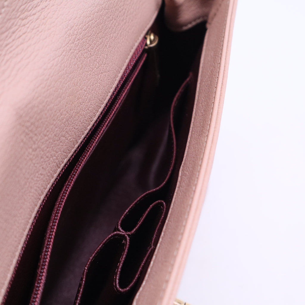 Diagonal Quilted Leather Medium Flap Bag B20680
