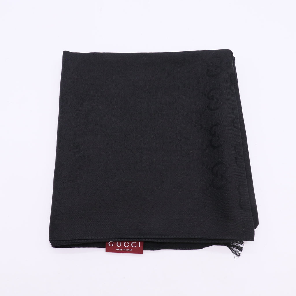 Gucci GG Jacquard Silk Wool Shawl W23009