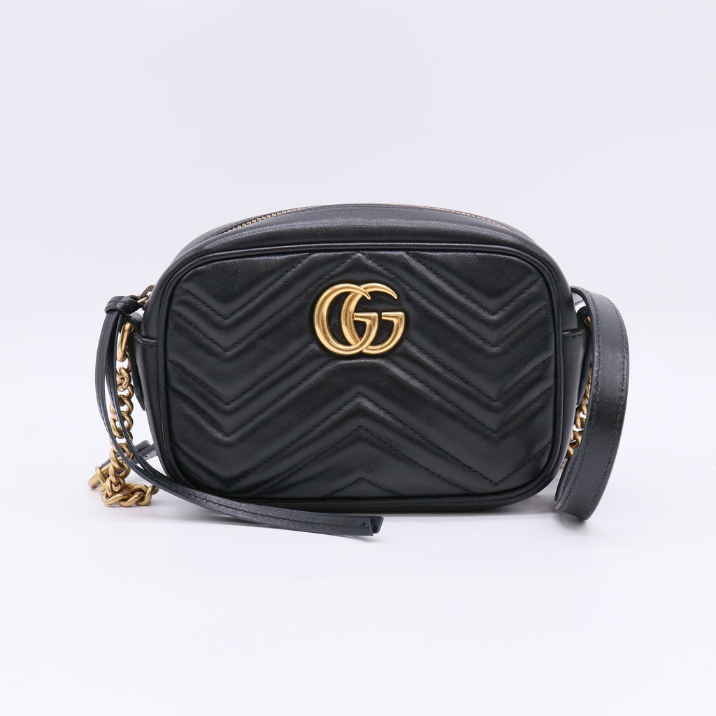 Small Black GG Marmont Matelasse Camera Bag B23096