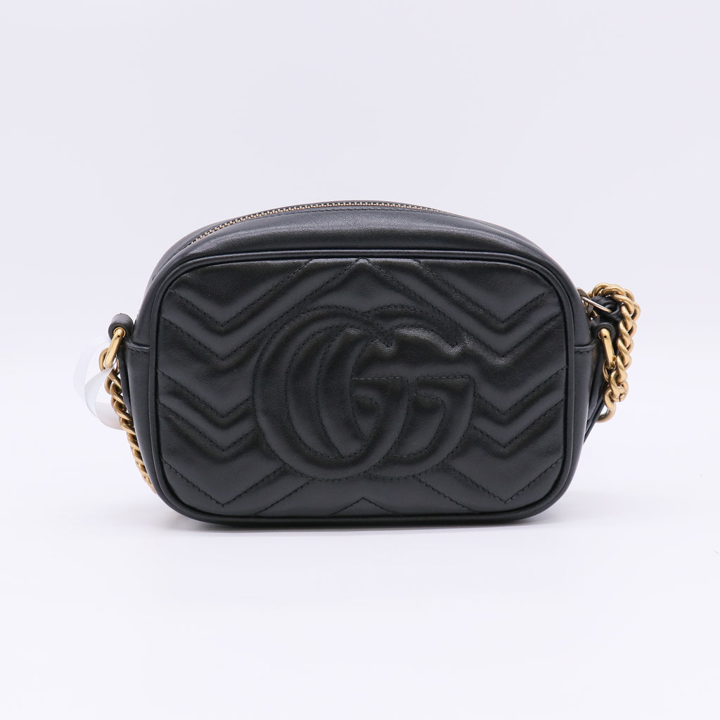 Small Black GG Marmont Matelasse Camera Bag B23096