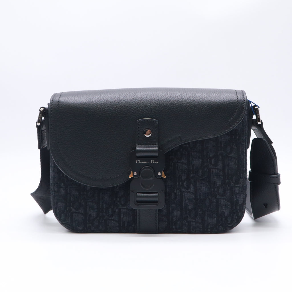 Christian Dior Oblique Jacquard Grained Calfskin Saddle Messenger Bag with Flap twins LDJ5433
