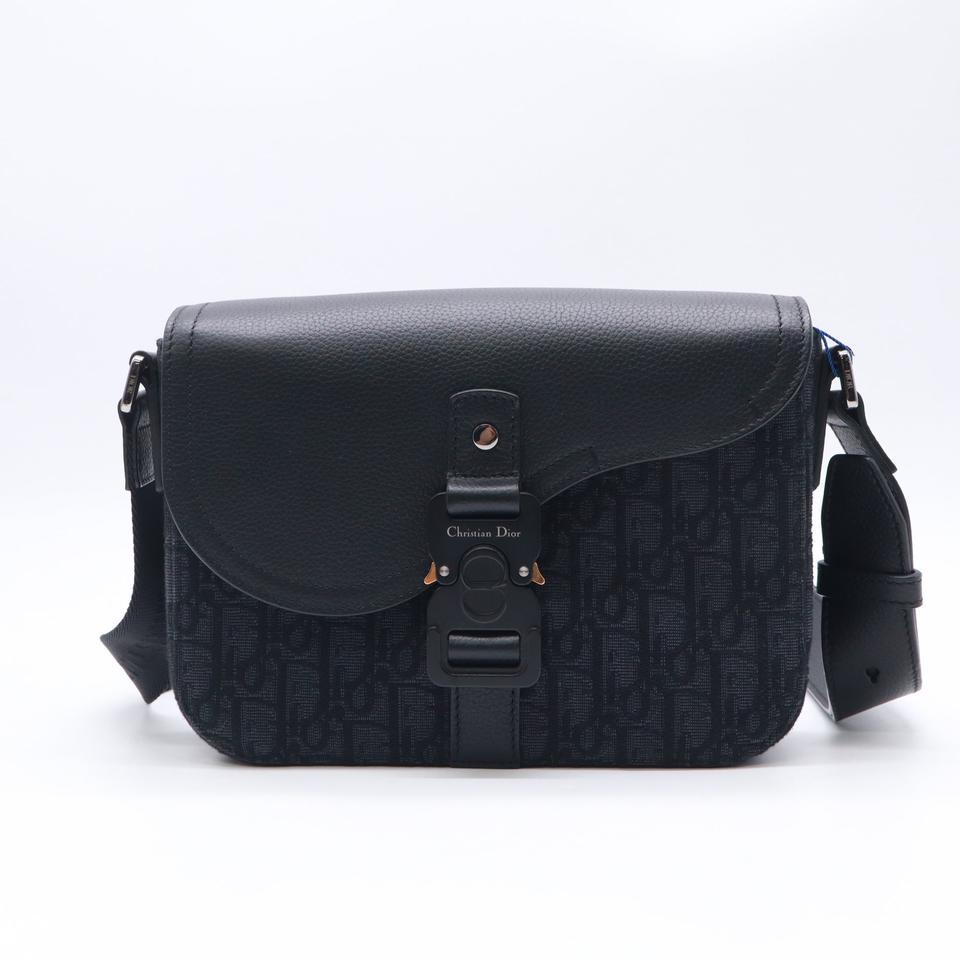 Christian Dior Oblique Jacquard Grained Calfskin Saddle Messenger Bag with Flap twins LDJ5433