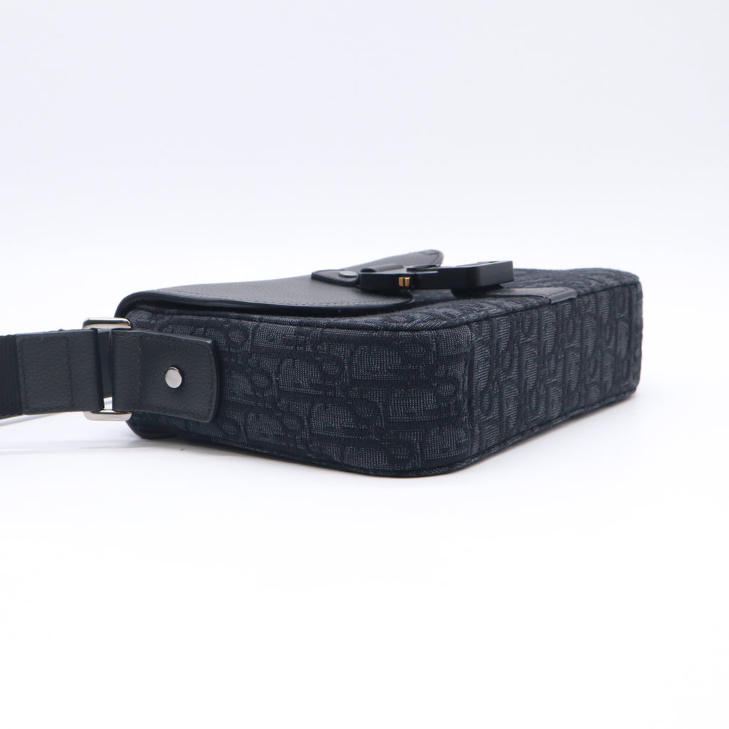 Christian Dior Oblique Jacquard Grained Calfskin Saddle Messenger Bag with Flap twins LDJ5433