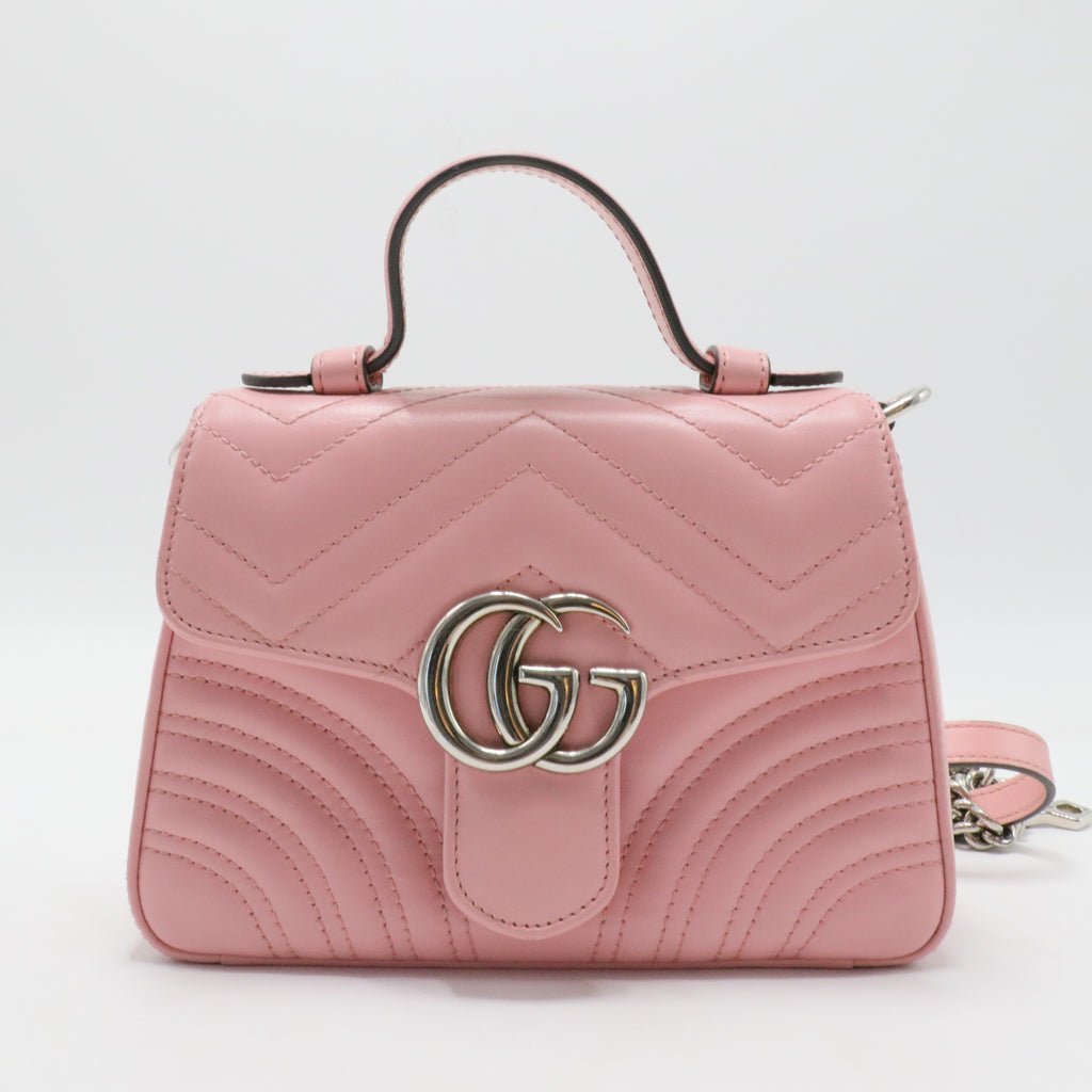GG Marmont Top Handle Flap Bag Matelasse Leather Mini