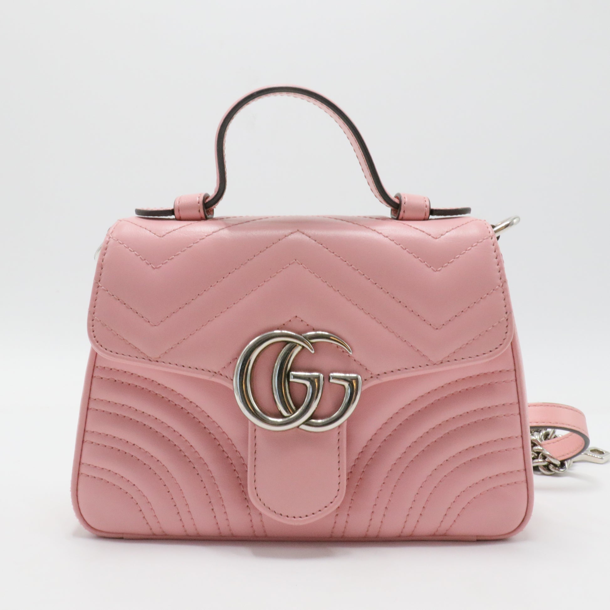 GG Marmont Top Handle Flap Bag Matelasse Leather Mini