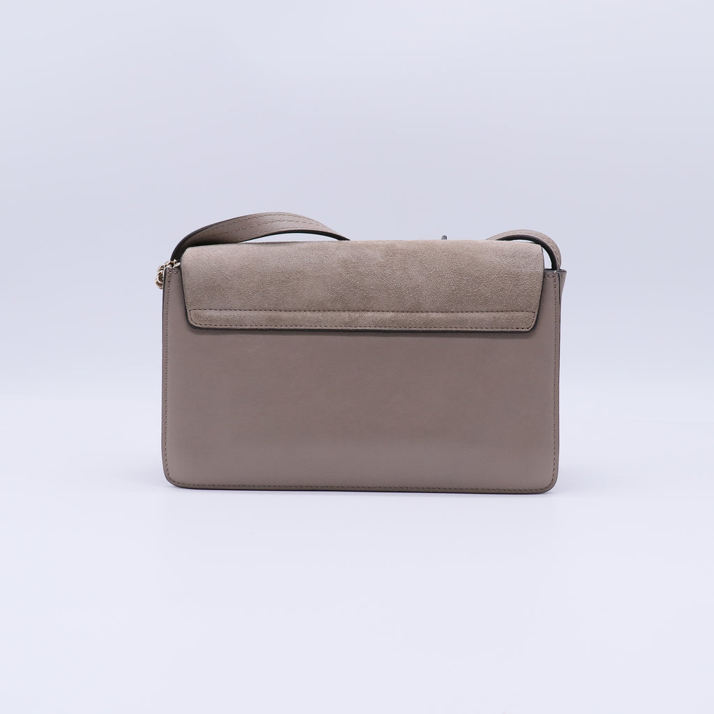 Suede Calfskin Small Faye Shoulder Bag Motty Grey B21871