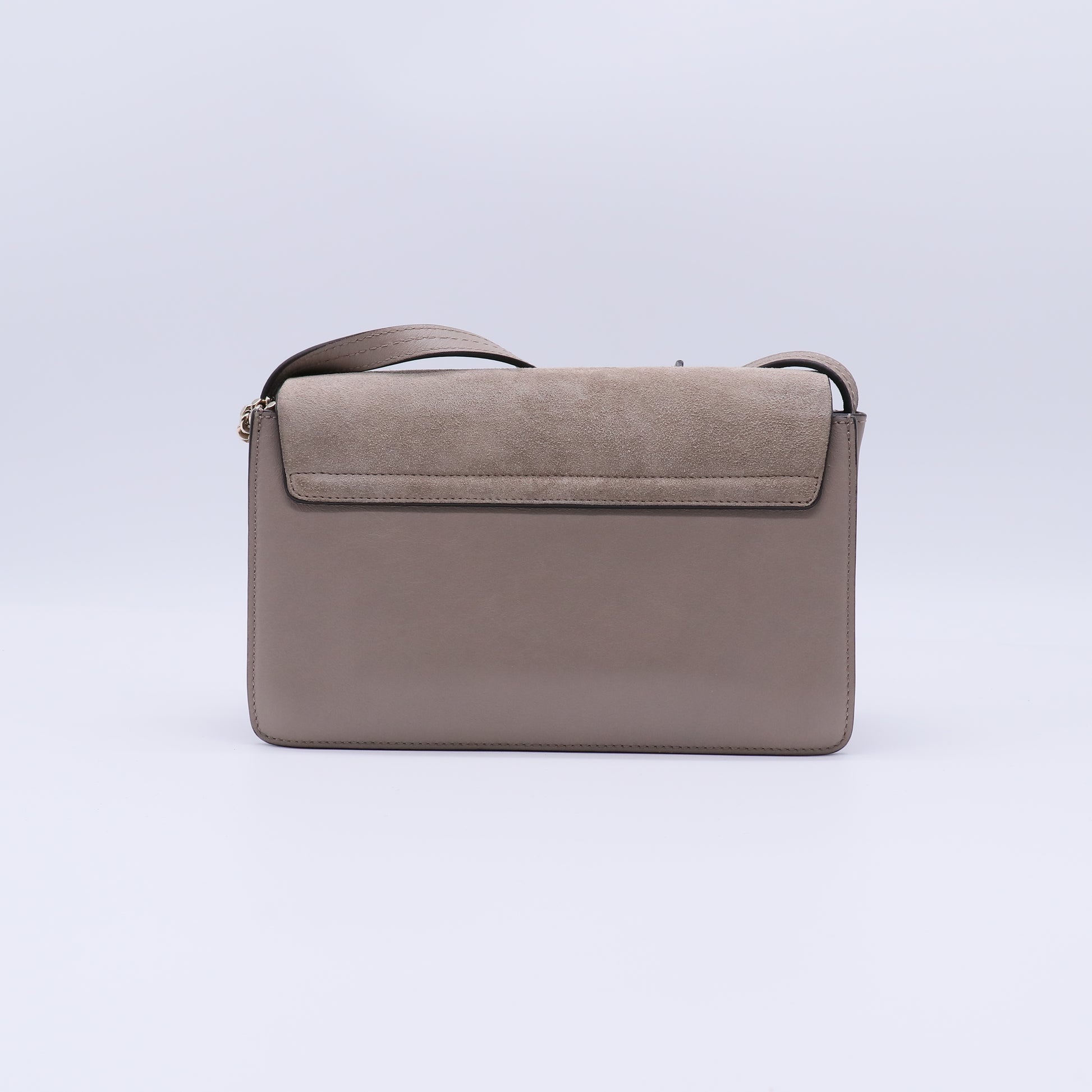 Suede Calfskin Small Faye Shoulder Bag Motty Grey B21871