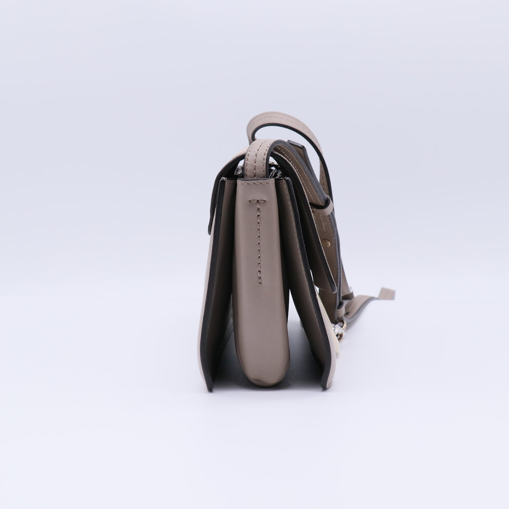 Suede Calfskin Small Faye Shoulder Bag Motty Grey B21871