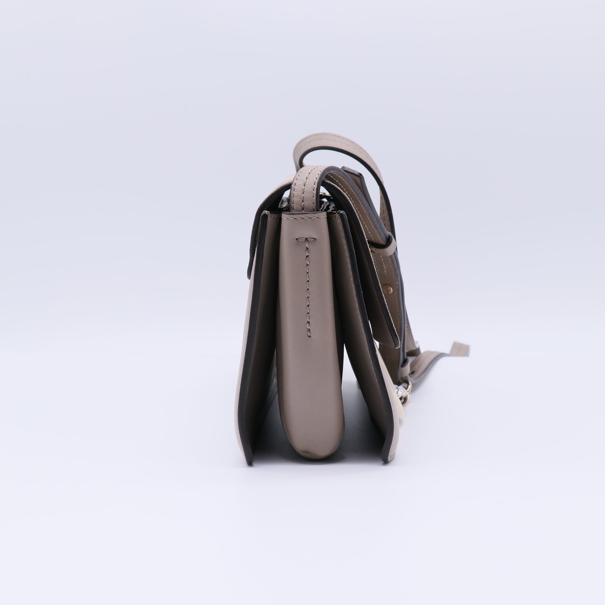 Suede Calfskin Small Faye Shoulder Bag Motty Grey B21871