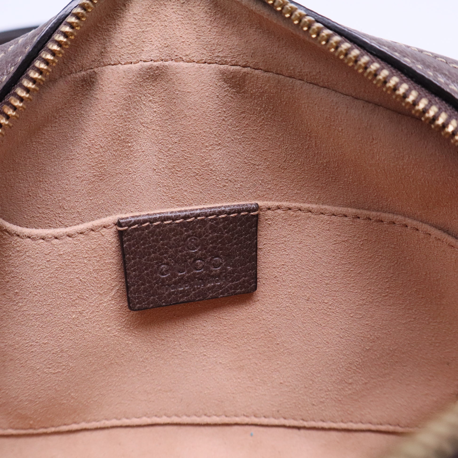 GG Supreme Monogram Web Mini Ophidia Shoulder Bag Brown