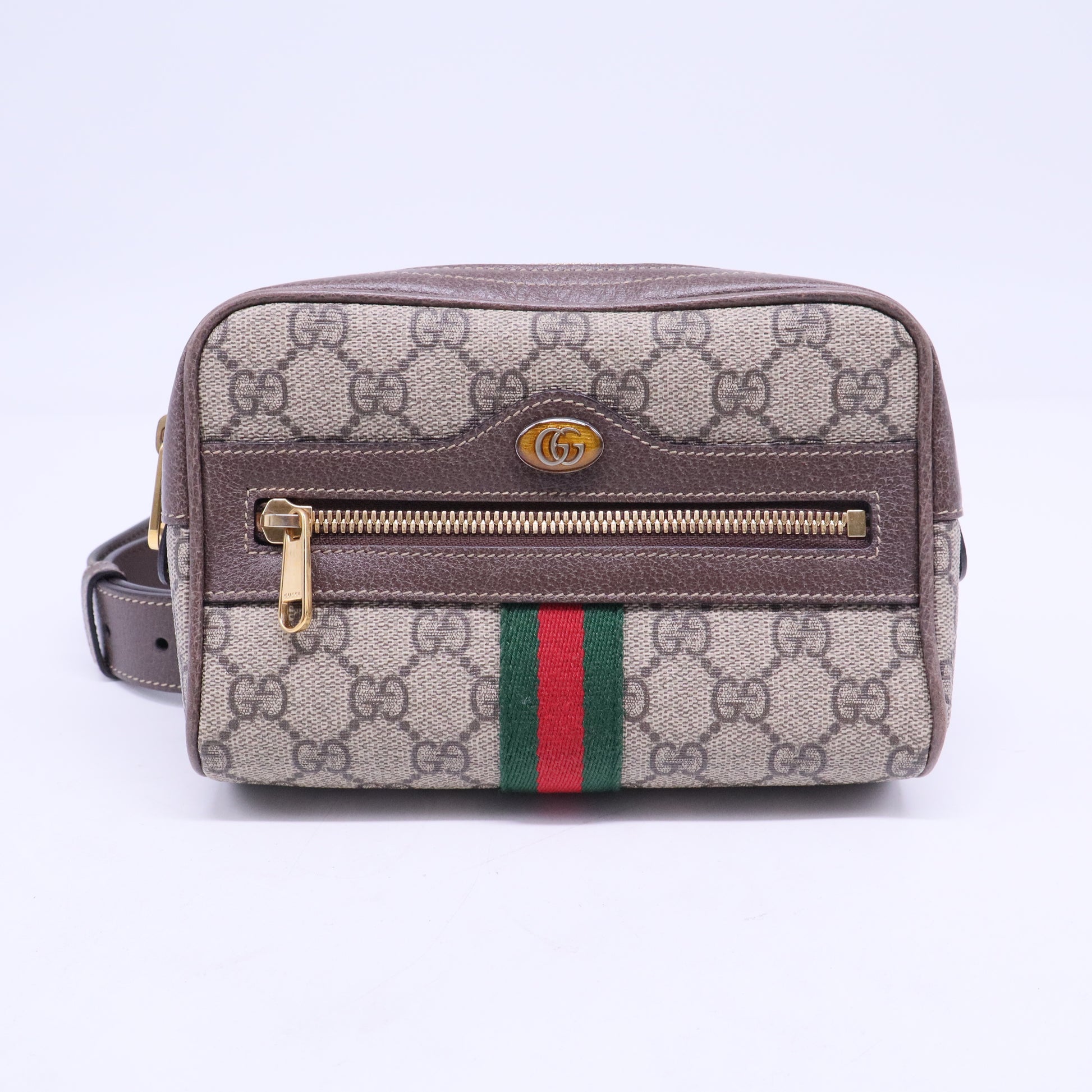 GG Supreme Monogram Web Mini Ophidia Shoulder Bag Brown