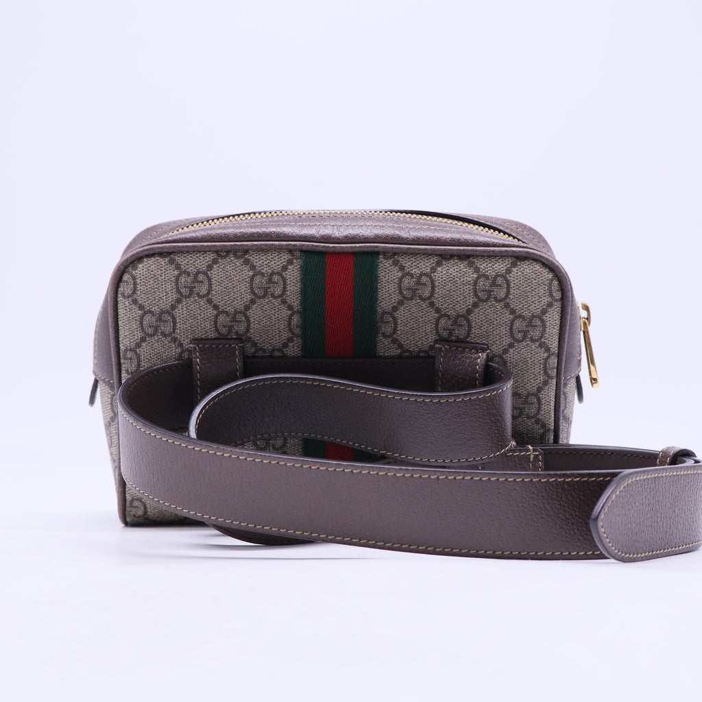 GG Supreme Monogram Web Mini Ophidia Shoulder Bag Brown