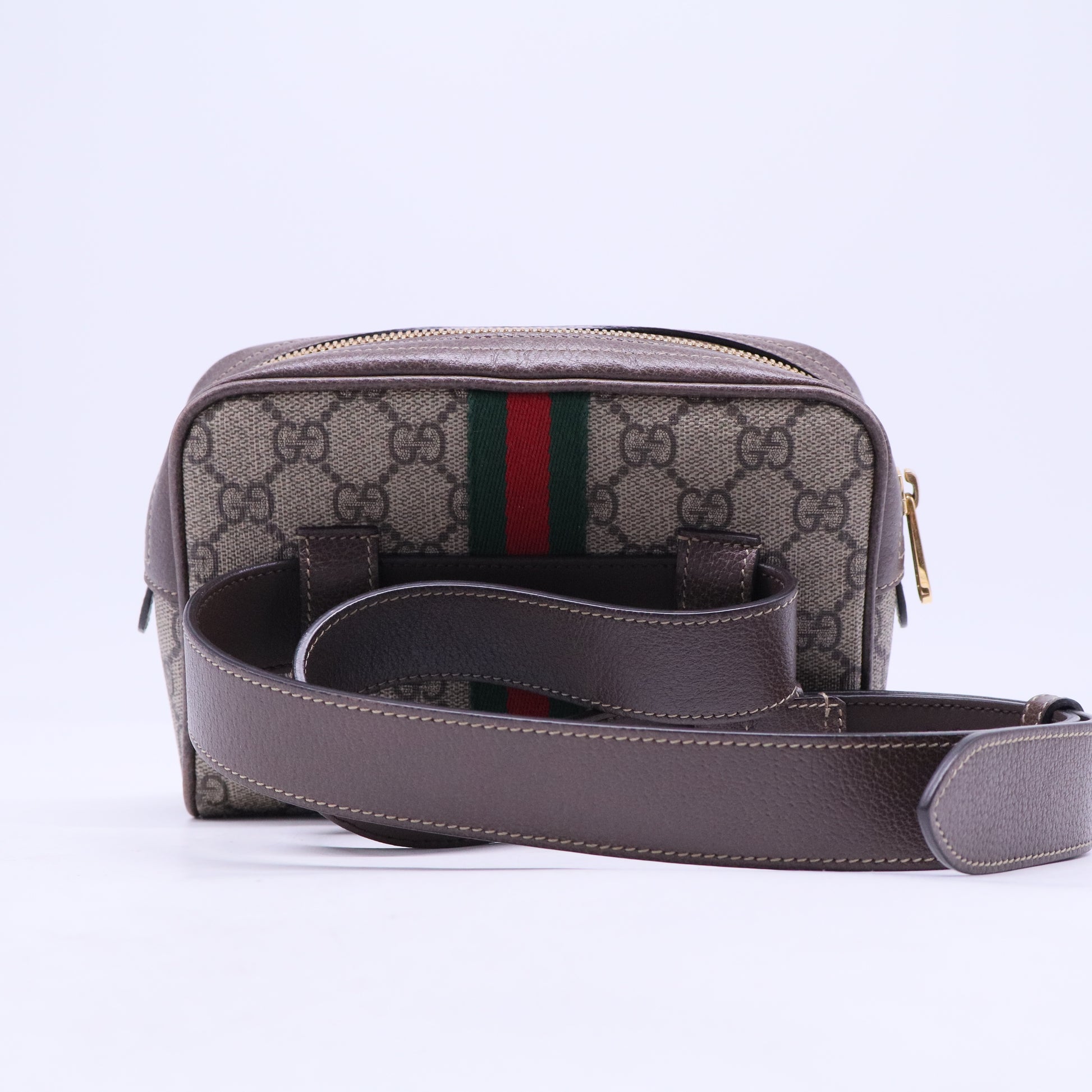 GG Supreme Monogram Web Mini Ophidia Shoulder Bag Brown