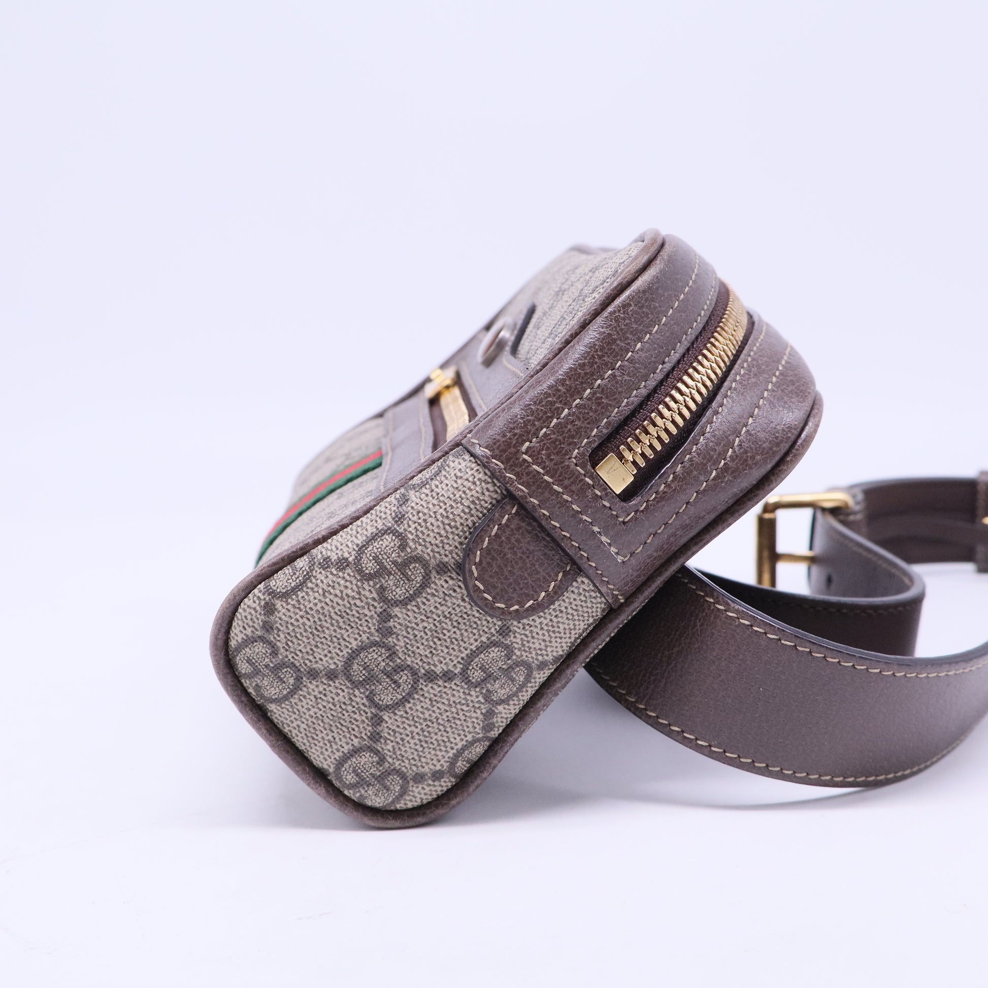 GG Supreme Monogram Web Mini Ophidia Shoulder Bag Brown