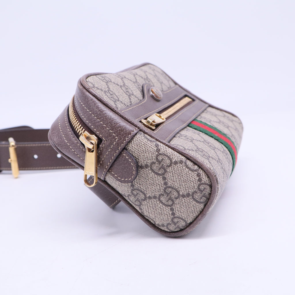 GG Supreme Monogram Web Mini Ophidia Shoulder Bag Brown